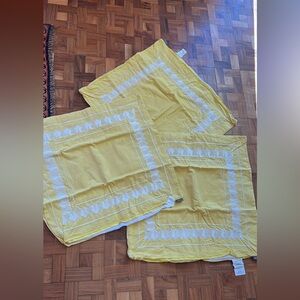 Echo brand Yellow Pillow EURO Sham Set with White Embroidered Border